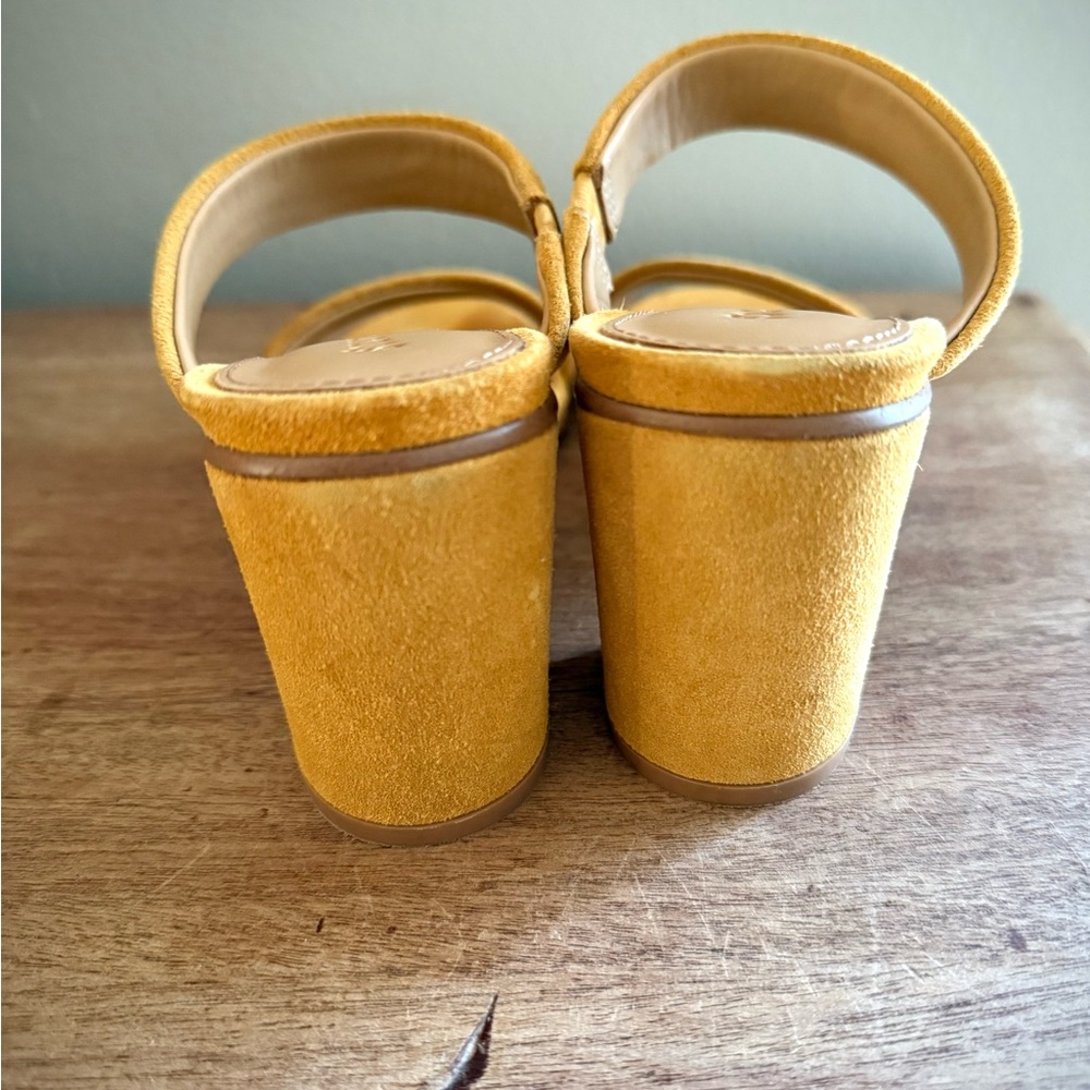 Soludos Ines Heels Mustard Yellow Suede Leather Open Toe Size 5 - Picture 5 of 6